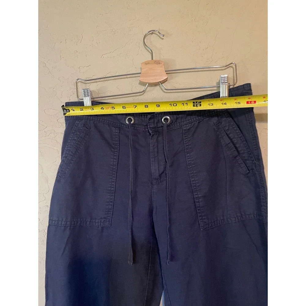 Banana Republic Martin Fit Navy Blue Wide Leg‎ Drawstring Pants Womens Size 10